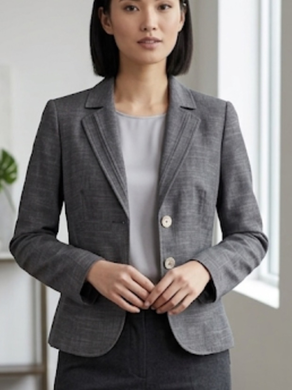Signature by Larry Levine Dark Gray Women's Blazer